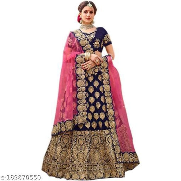 Woom Mode Blue Fancy Lehenga  - Semi Stitched