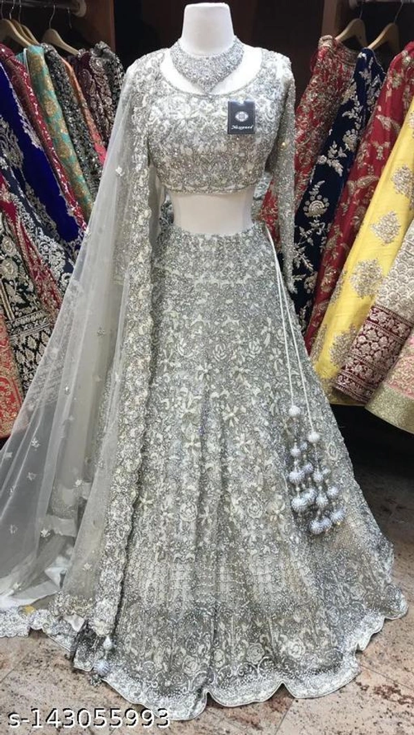 New Lehenga Choli Embroidery With Cloted Design - Semi Stitched