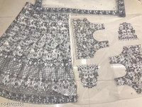 New Lehenga Choli Embroidery With Cloted Design - Semi Stitched
