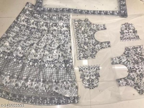 New Lehenga Choli Embroidery With Cloted Design - Semi Stitched