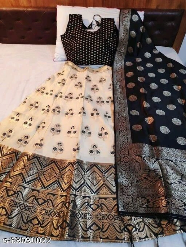 Fancy Self Design Embroidery Lehenga  - Free Size