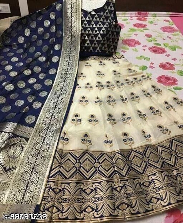 Fancy Self Design Embroidery Lehenga  - Free Size
