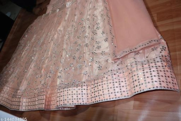 Embroidery Lehnga Choli In Net With Satin Cloth And Multi-Work  - Semi Stitched