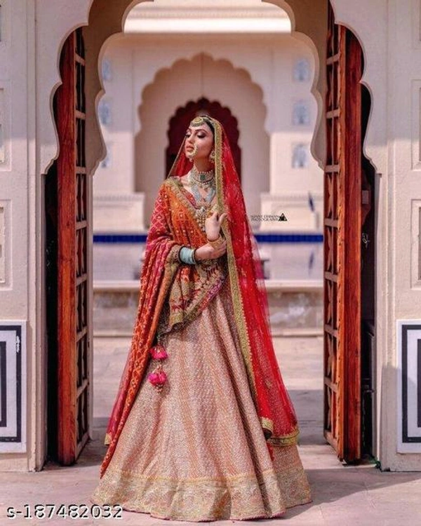 Fancy Satin Lehenga  - Semi Stitched