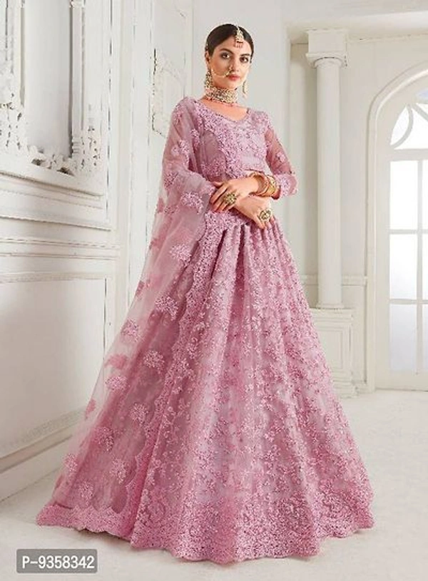 Designer Net Embroidery Lehenga Choli - Semi Stitched