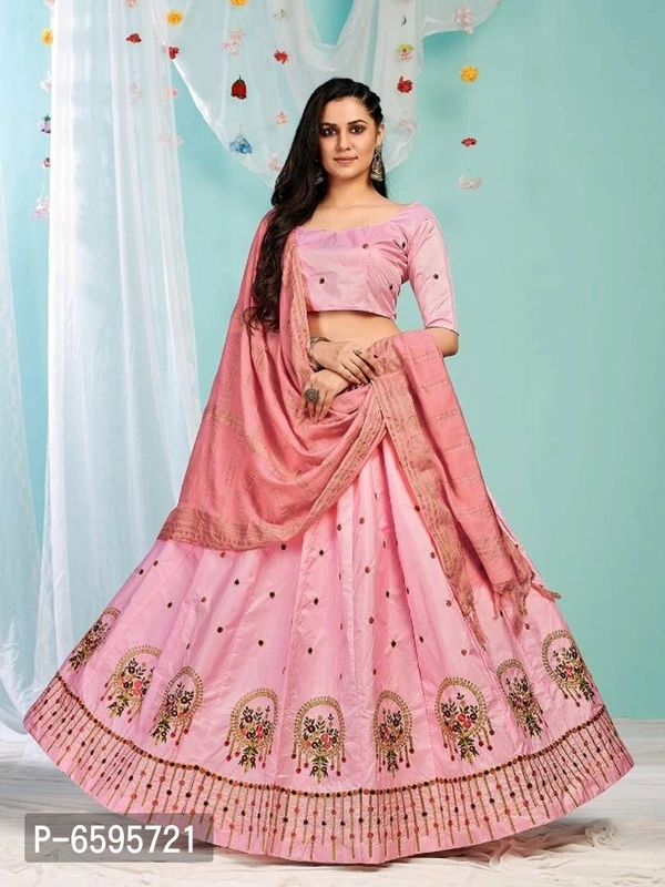 Stylish Silk Branded Lehenga - Free Size