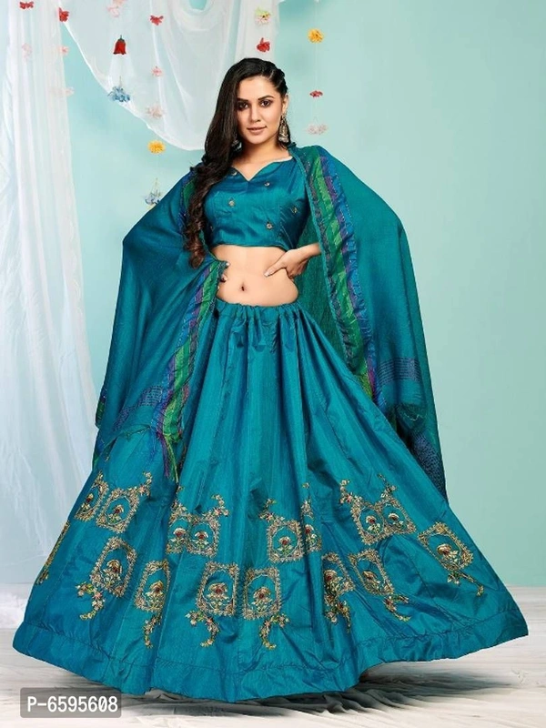 Stylish Silk Branded Lehenga - Free Size