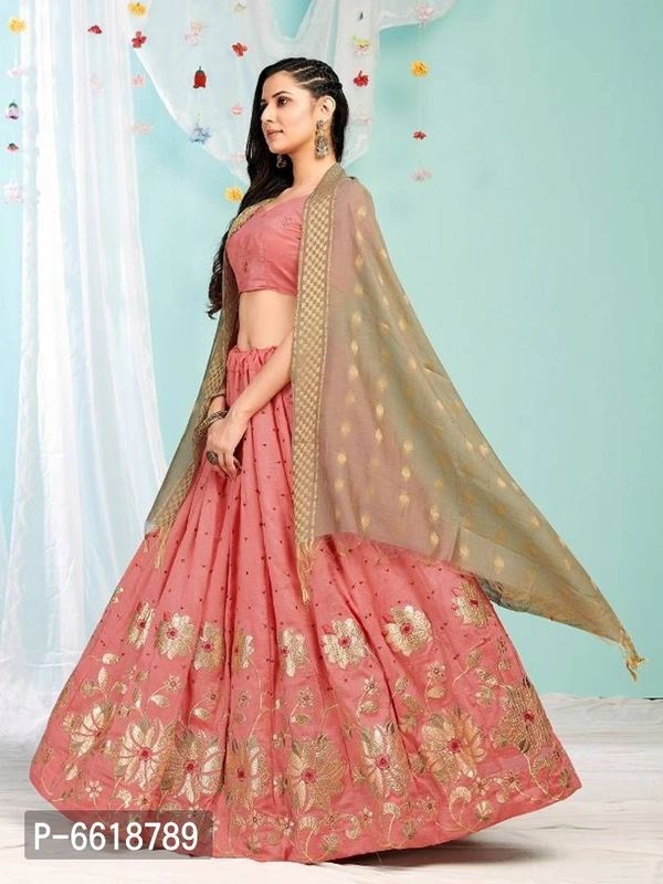 Stylish Silk Branded Lehenga - Semi Stitched