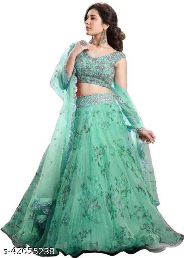 Super Embroidery Latest Wedding Lehengas  - Semi Stitched