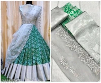 Women Kanjivaran Silk Semi-stitched Lehenga Choli  - Semi Stitched