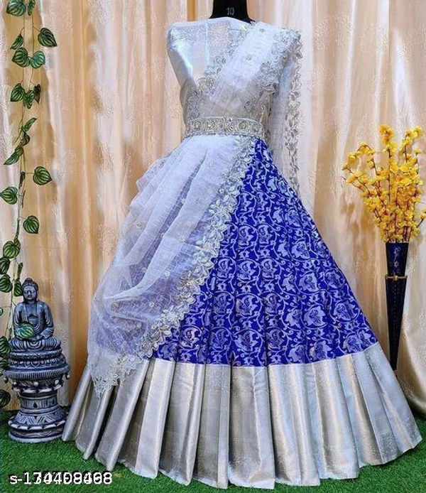 Women Kanjivaran Silk Semi-stitched Lehenga Choli  - Semi Stitched