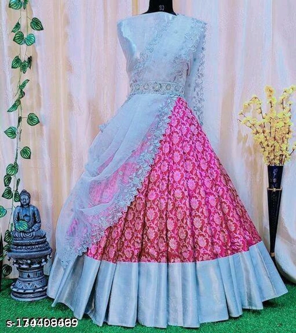 Women Kanjivaran Silk Semi-stitched Lehenga Choli  - Semi Stitched
