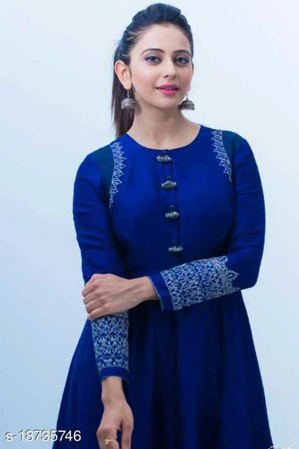 Jd Printed Rakul Gown Designer Embroidery Self-conteted  - M