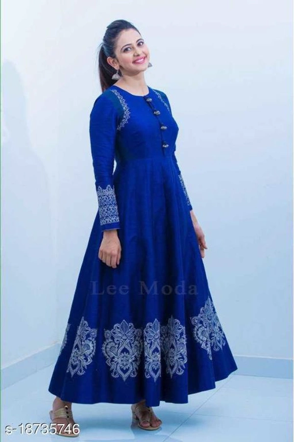 Jd Printed Rakul Gown Designer Embroidery Self-conteted  - M