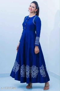 Jd Printed Rakul Gown Designer Embroidery Self-conteted  - M