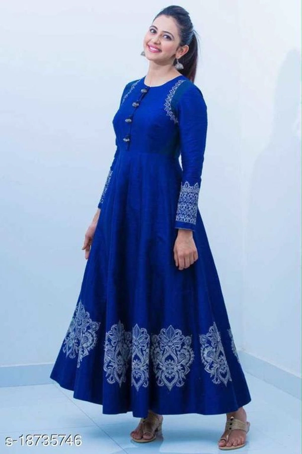 Jd Printed Rakul Gown Designer Embroidery Self-conteted  - M