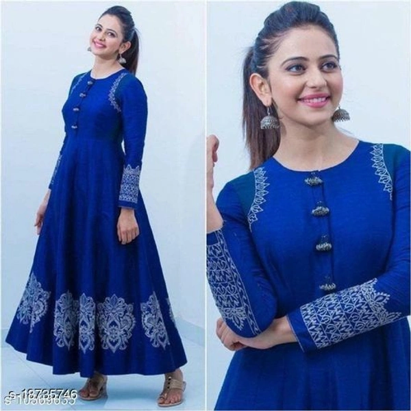 Jd Printed Rakul Gown Designer Embroidery Self-conteted  - M