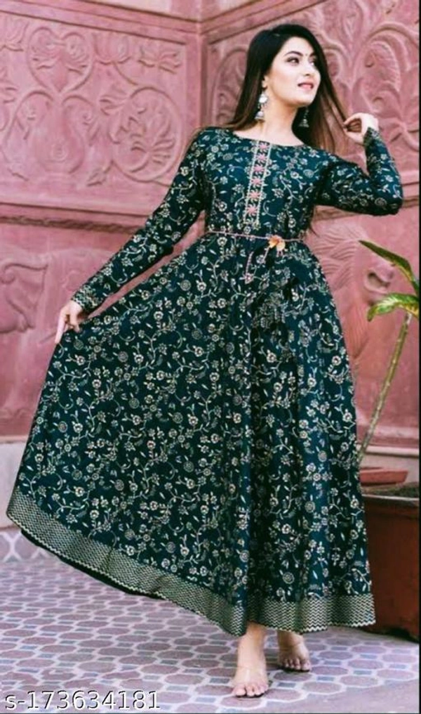 Strending Beautiful Golden Printed Rayon Gown  - M