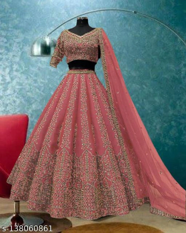 Bridal Wear Embroidery Coding Sequence Lehenga Choli  - Free Size