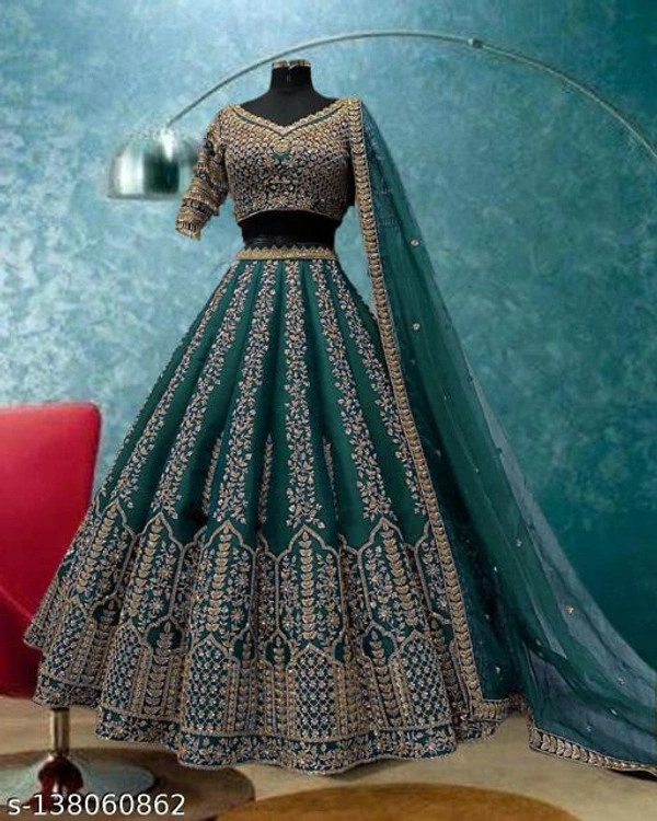 Bridal Wear Embroidery Coding Sequence Lehenga Choli  - Free Size