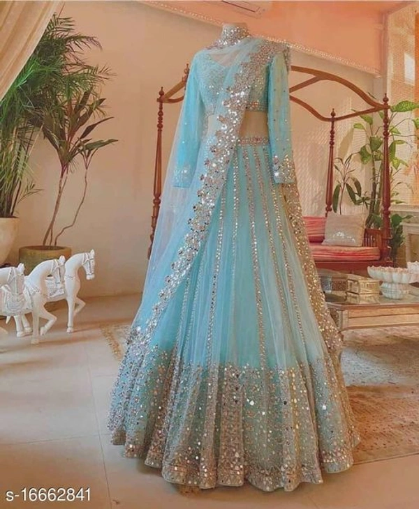Bridal Wear Embroidery Coding Sequence Lehenga Choli  - Free Size