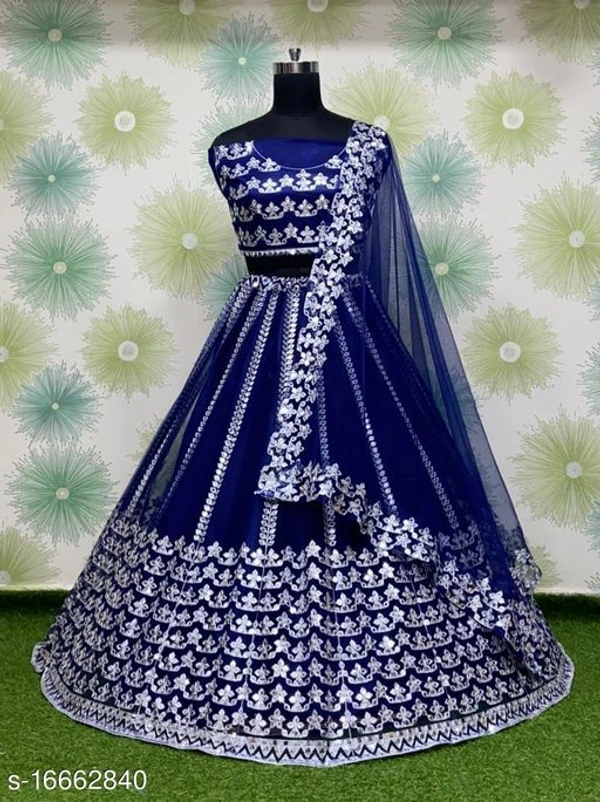 Bridal Wear Embroidery Coding Sequence Lehenga Choli  - Free Size
