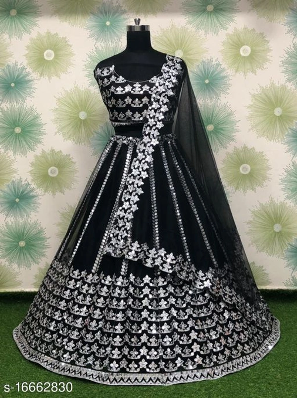 Bridal Wear Embroidery Coding Sequence Lehenga Choli  - Semi Stitched