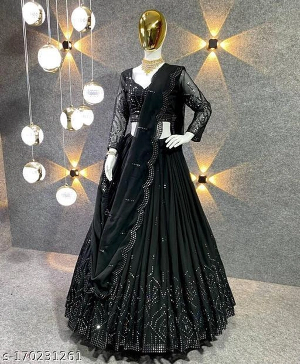 Black Colour Embroidery Prerit Lehenga - Semi Stitched.