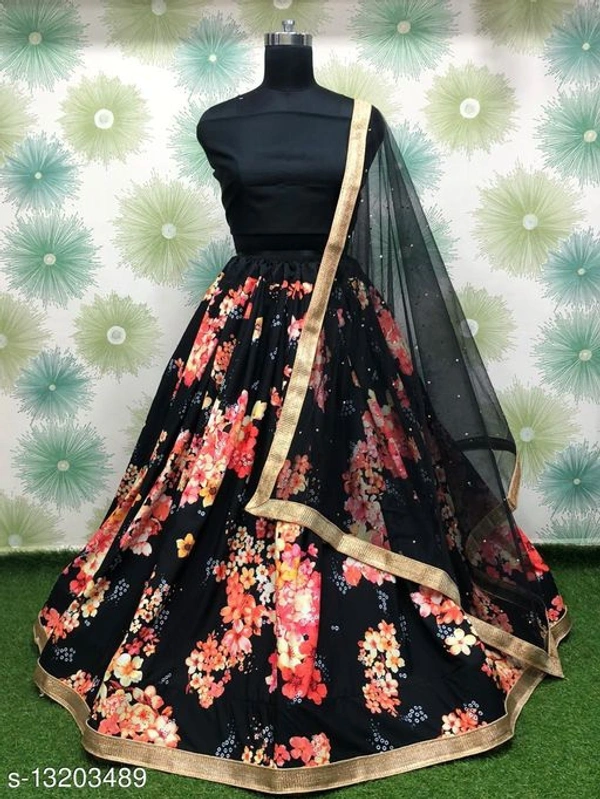 Black Colour Embroidery Prerit Lehenga - Semi-stitched