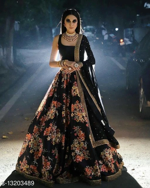 Black Colour Embroidery Prerit Lehenga - Semi-stitched