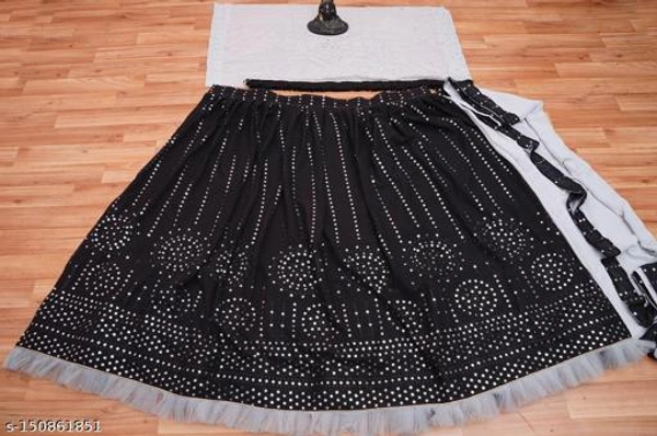 Black Colour Embroidery Prerit Lehenga - Semi-stitched
