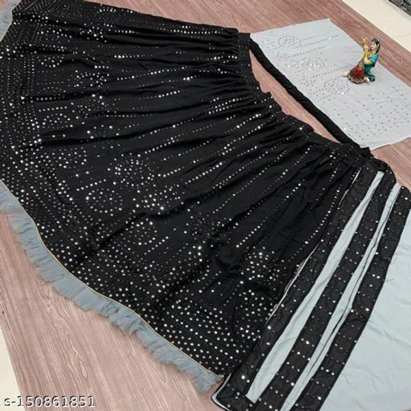 Black Colour Embroidery Prerit Lehenga - Semi-stitched