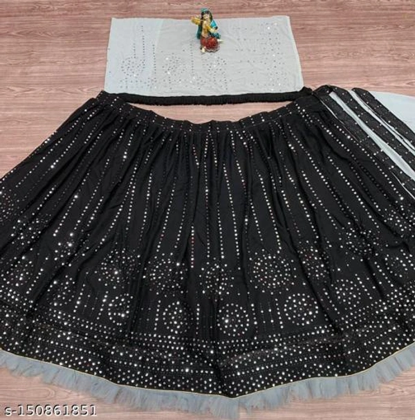 Black Colour Embroidery Prerit Lehenga - Semi-stitched