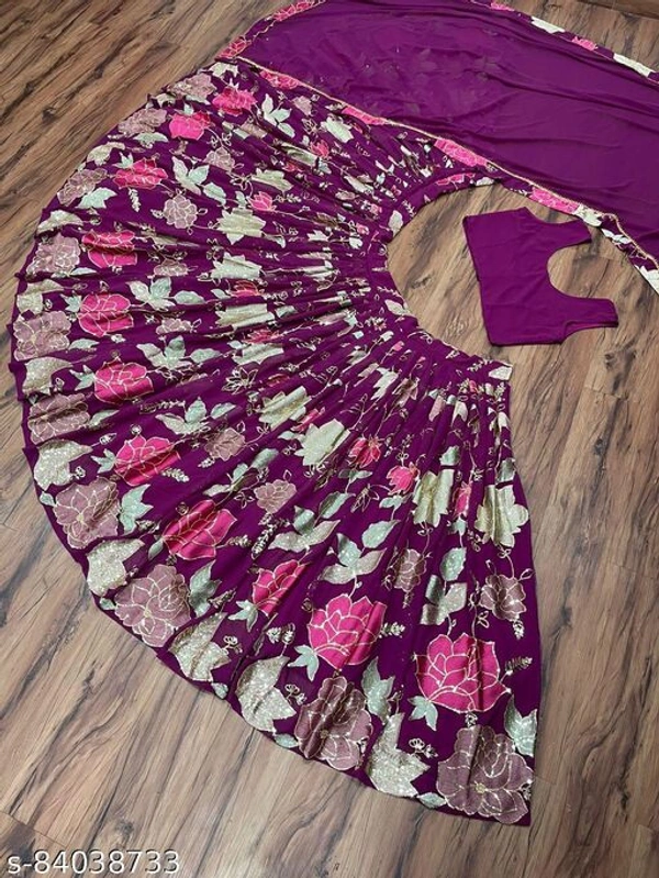 Pink Colour Embroidery Prerit Lehenga - Semi-stitched