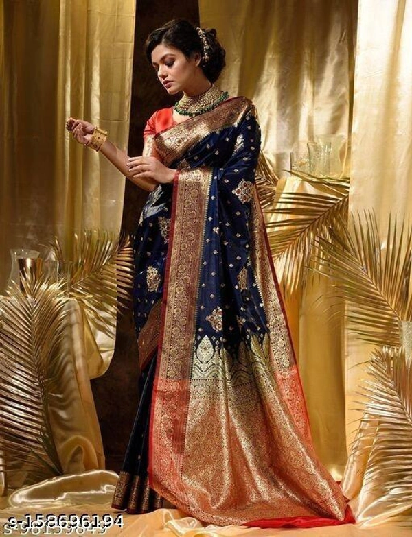 Siddhi Weaves Faishon Zari Woven Banarasi Silk Saree  - Free Size