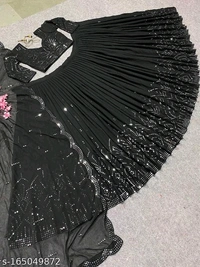 New Bridal black Tursen Lehenga  - Semi Stitched