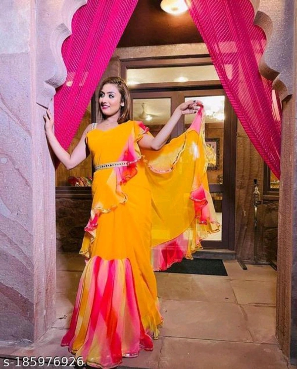 New Trendy Silk Ventinm Saree  - Free Size