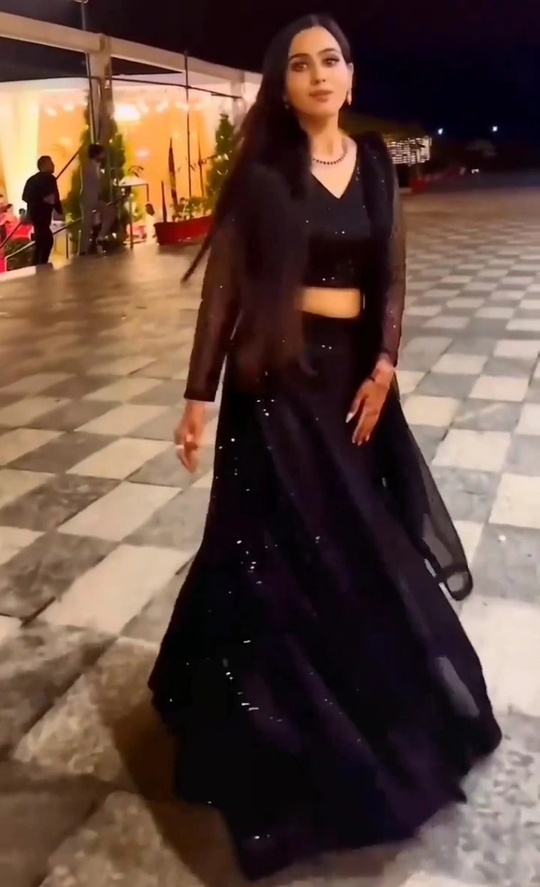 Black Sequence Fully Stitched Lehenga Choli  - Semi Stitched