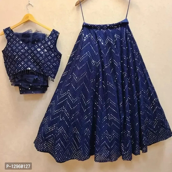 Twishy Trendy bridal Wedding blue Mirror Work Lehenga  - Un-stritched