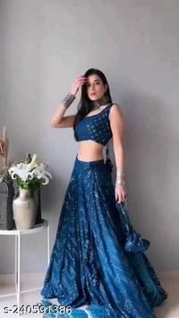 Twishy Trendy bridal Wedding blue Mirror Work Lehenga  - Un-stritched