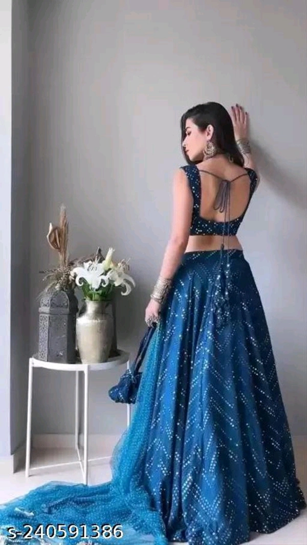 Twishy Trendy bridal Wedding blue Mirror Work Lehenga  - Un-stritched