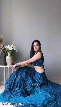 Twishy Trendy bridal Wedding blue Mirror Work Lehenga  - Un-stritched