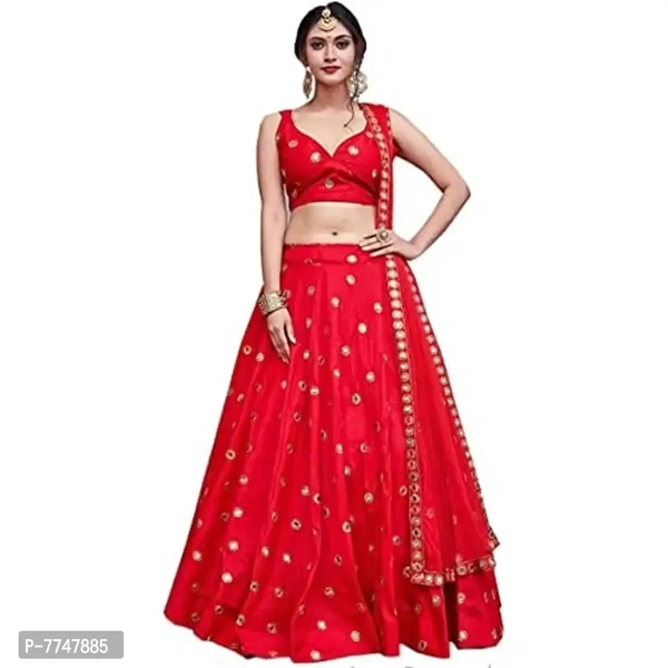 New Lehenga Choli Embroidery With Cloted Design - Semi Stitched