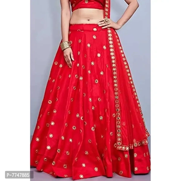 New Lehenga Choli Embroidery With Cloted Design - Semi Stitched