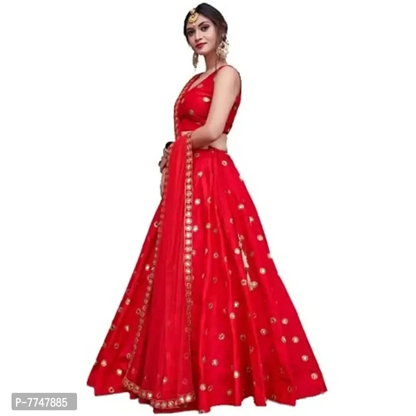 New Lehenga Choli Embroidery With Cloted Design - Semi Stitched