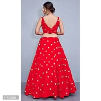 New Lehenga Choli Embroidery With Cloted Design - Semi Stitched