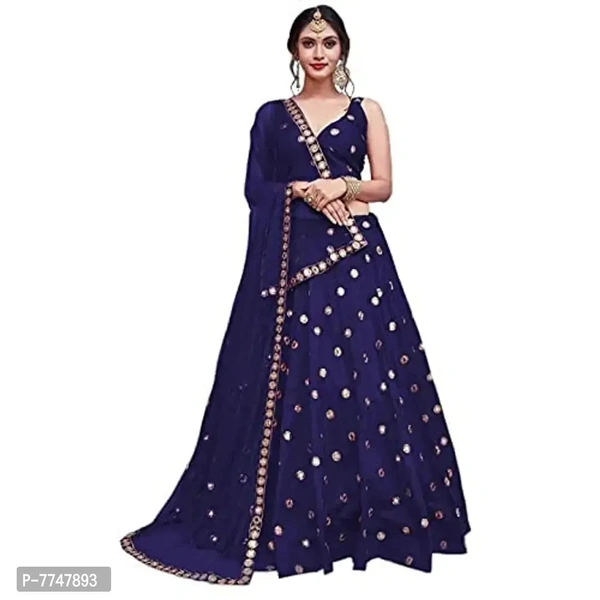 New Lehenga Choli Embroidery With Cloted Design - Semi Stitched