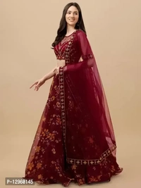 New Lehenga Choli Embroidery With Cloted Design - Semi Stitched