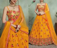Bridal Party Wear Lehenga Choli Semi Stitched  - Free Size