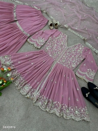 Catalog Name: *Top and sharara plazzo with dupatta*🧵*Fabric Detail*🧵👚* Top *👚*Top Fabric *     - Free Size